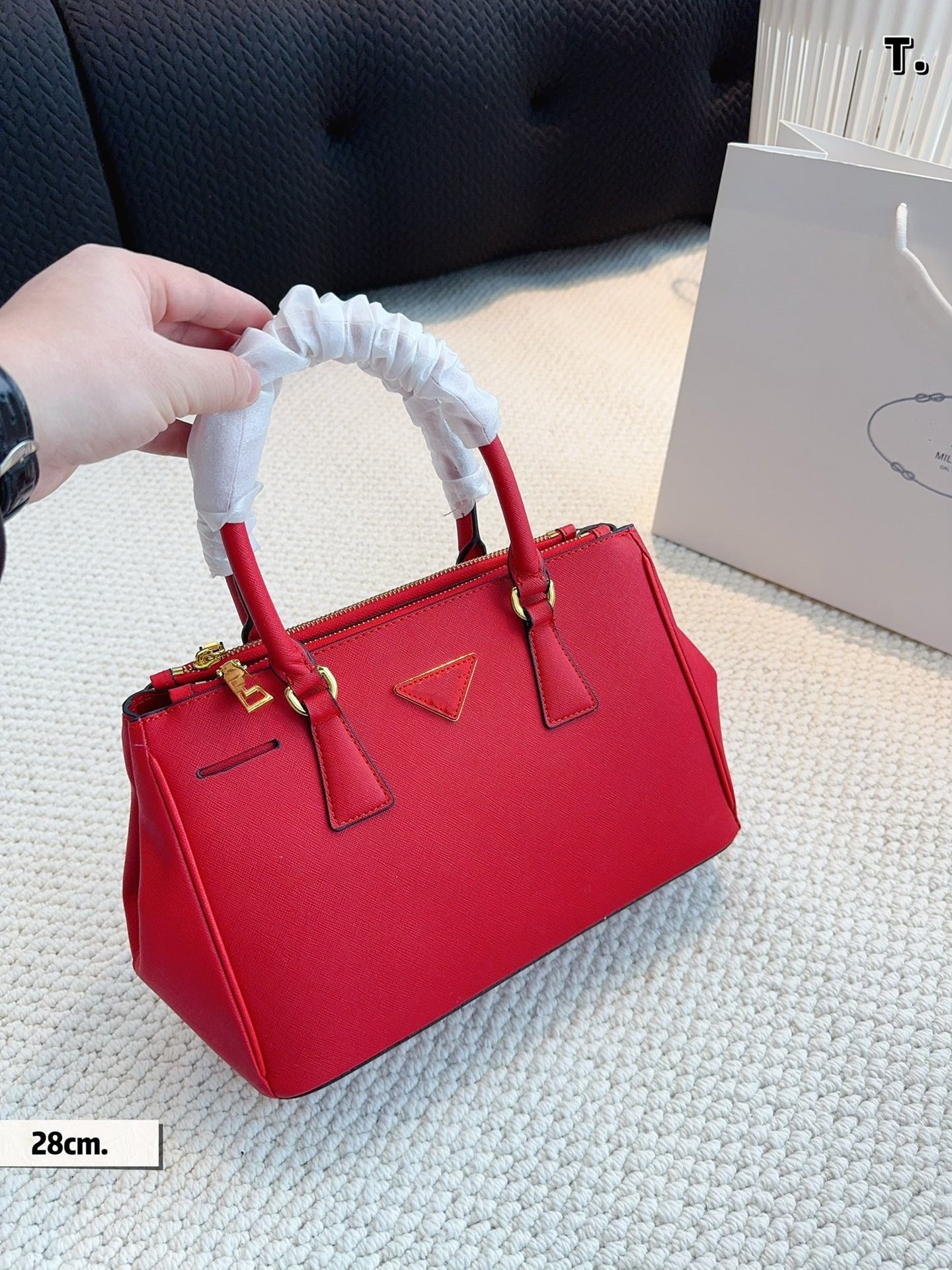 大牌 普P家真皮女包手掌纹杀手手提包韩版潮mini斜挎十字纹单肩包