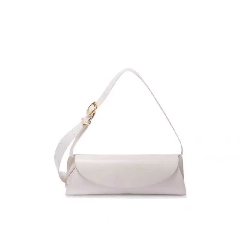 高级感真皮法棍包中古腋下包2023时尚休闲单肩斜挎包牛皮圆筒包潮