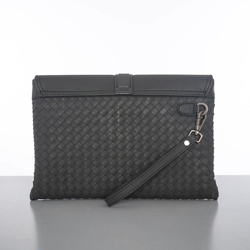 X&BV手包男真皮休闲商务编织青年潮流手抓包夹包信封包男士手拿包