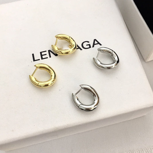 巴黎家21新款几何U形耳环女高级感极简风气质光面环形不规则耳钉