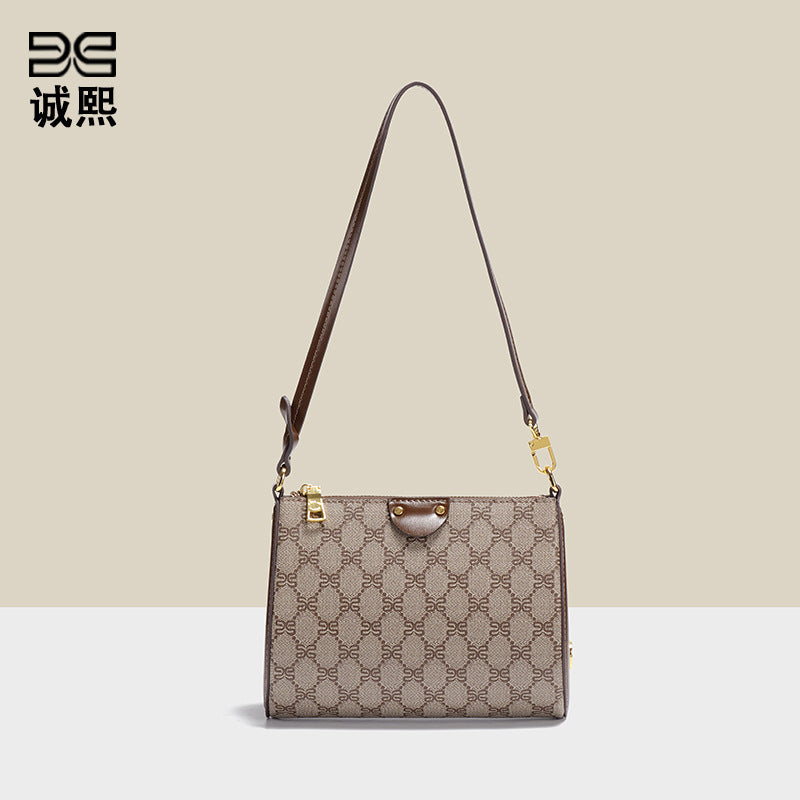 跨境经典老花复古小方包潮流个性单肩包女士手提包休闲百搭腋下包