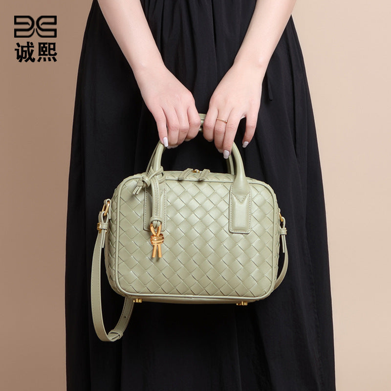 欧美大容量波士顿枕头包手工编织包时尚手提相机包潮流单肩斜挎包