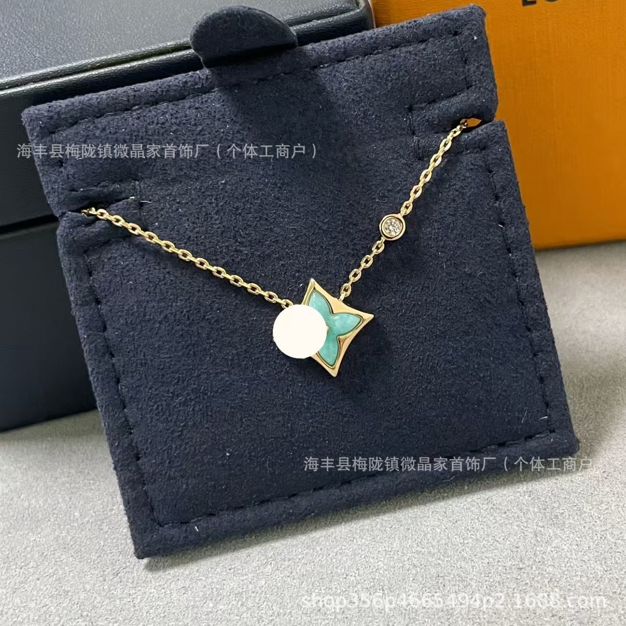 高版驴家老花白贝母手链菱形贝母天河石项链S925银镀18K玫瑰金