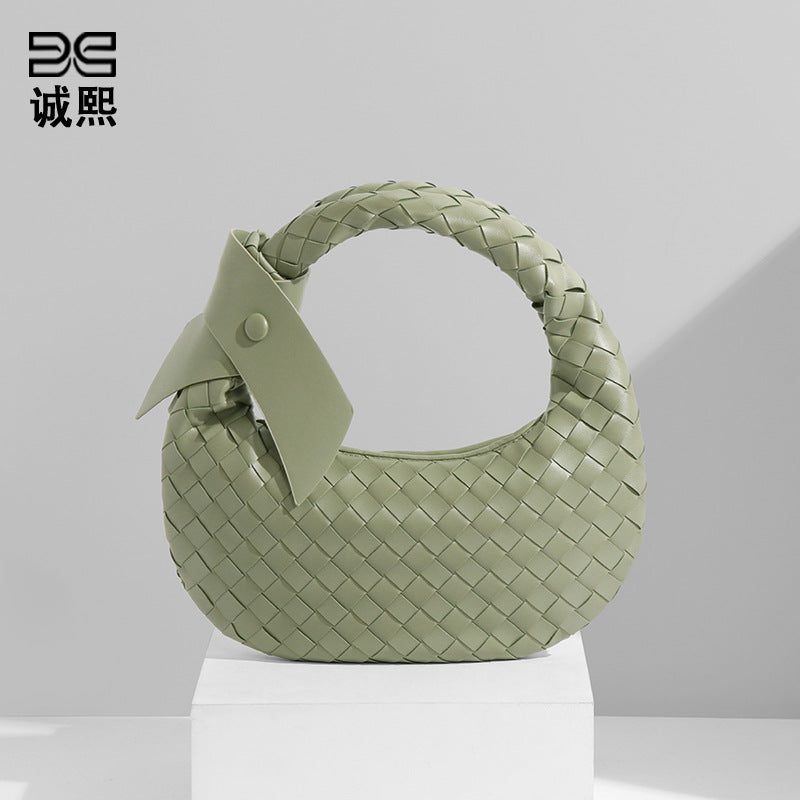 跨境亚马逊货源女包时尚质感手拎腋下包手工编织包夏季潮流饺子包