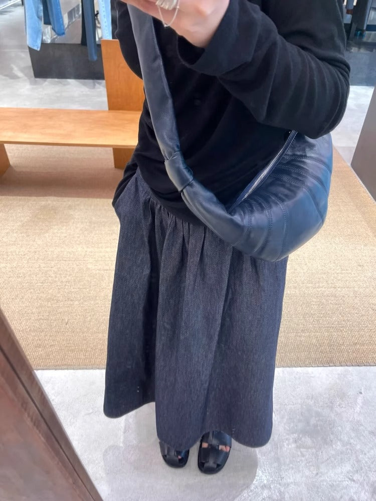 L家牛角包小众羊皮可颂包休闲饺子包真皮小号斜挎流浪胸包 批发