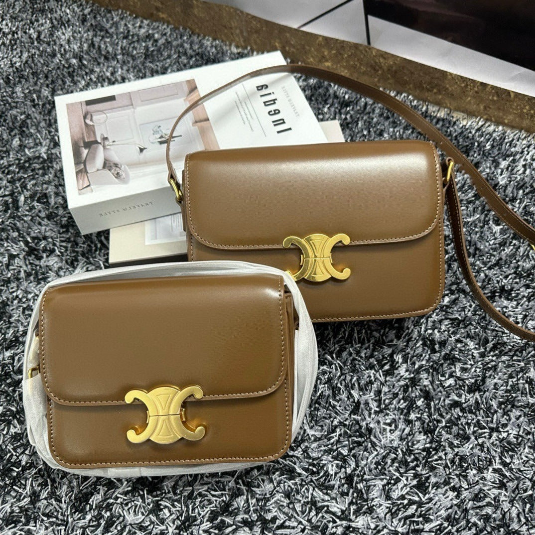 跨境凯旋门复古豆腐包女2025新款外贸单肩斜挎小方包百搭感女士包