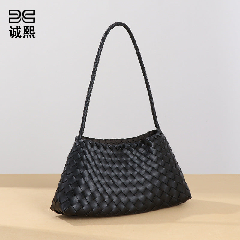 源头工厂定制手工编织包高级感百搭单肩腋下包潮流复古手提子母包