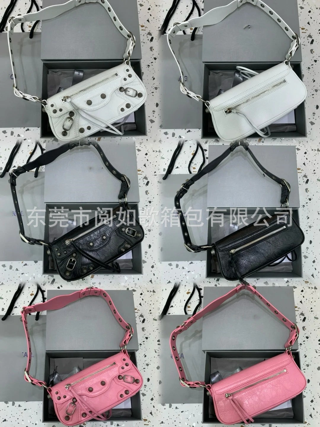 周董同款网红同款时尚暗黑机车铆钉设计方形包单肩斜挎包包中性包