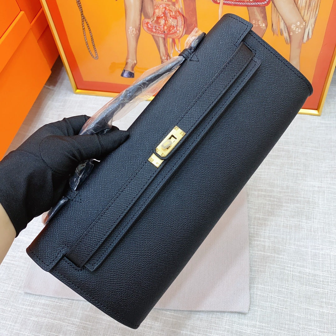 凯莉epsom掌纹手包真皮女包时尚kelly荔枝纹牛皮晚宴包亚马逊代发