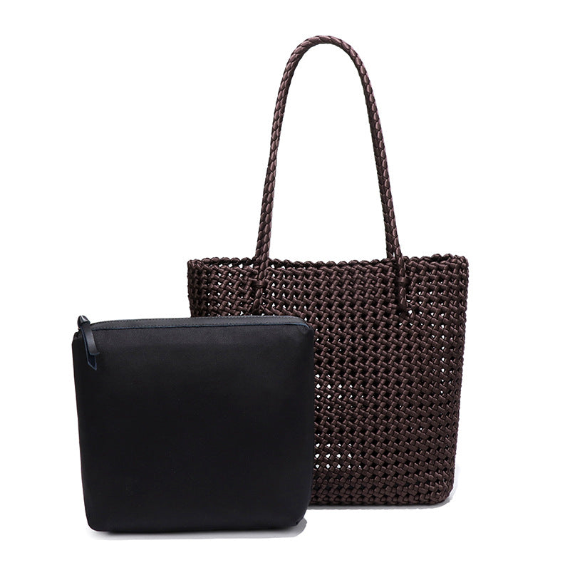 厂家新款镂空手提子母包风车结菜篮编织包原宿风文艺女单肩腋下包