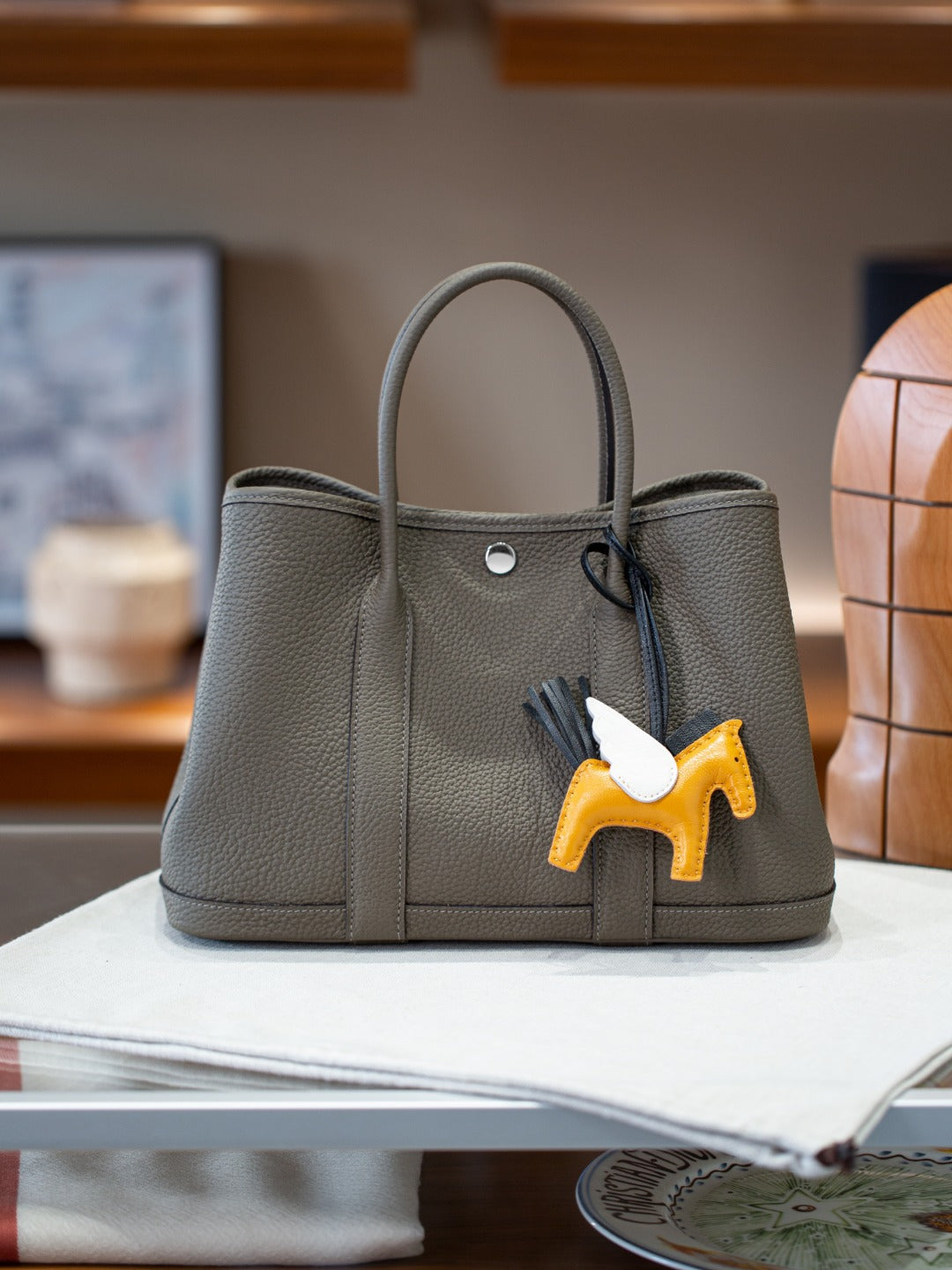 手工蜡线Garden party花园包真皮手提托特包通勤妈咪包购物袋女