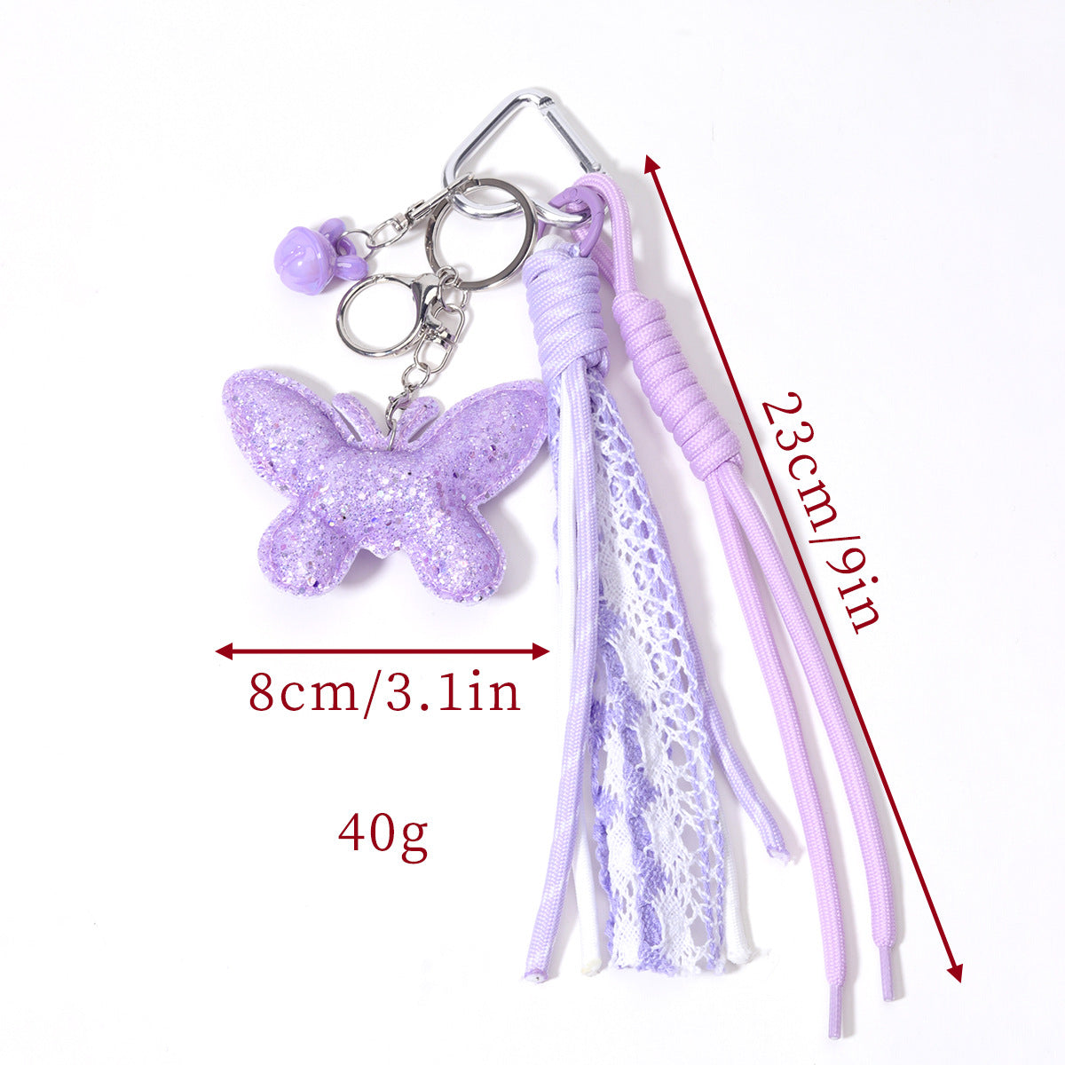 量大价优跨境热销闪粉蝴蝶兔子小铃铛包包挂件挂饰钥匙扣挂杯子挂