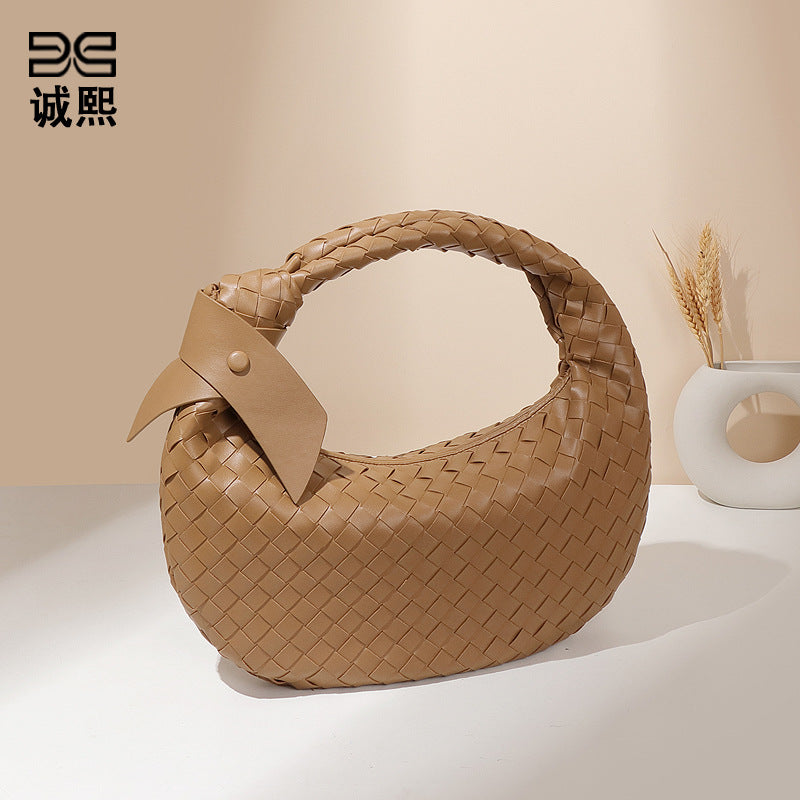 跨境潮流手工编织包包时尚休闲复古饺子包通勤百搭手拎女包单肩包