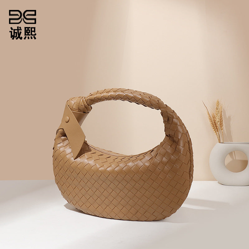 定制高级感腋下包编织手拎女包单肩包时尚大容量饺子包腋下月牙包