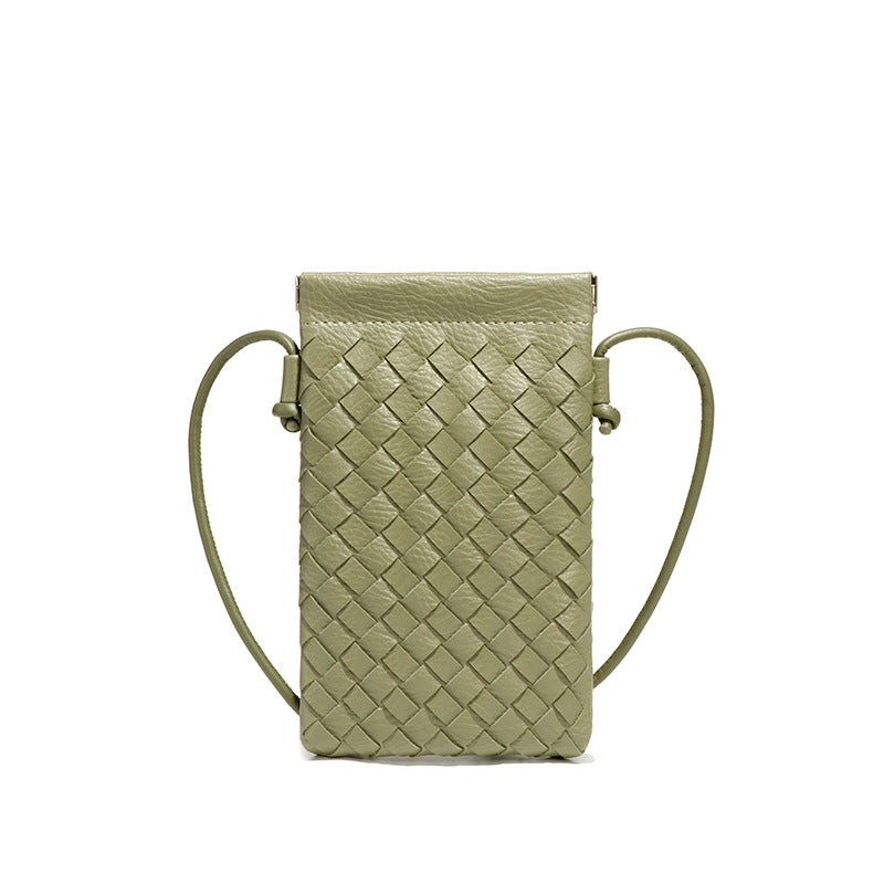 工厂直销竖款手机小方包时尚手工编织包包迷你可爱纯色单肩斜挎包