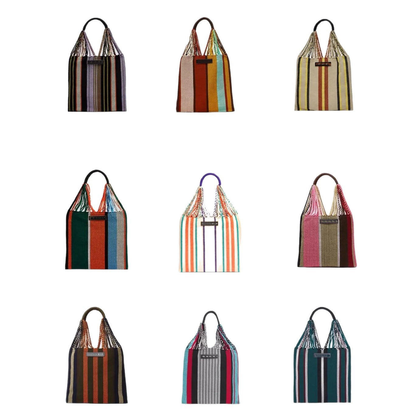 玛尼帆布吊床包针织条纹编织包大容量购物袋休闲单肩手提托特女包