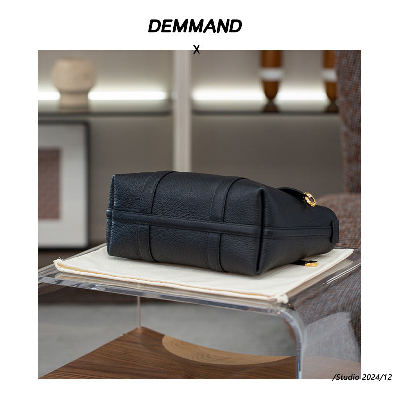 跨境新款小众设计高级感帆布拼牛皮托特包大容量通勤百搭手提包女