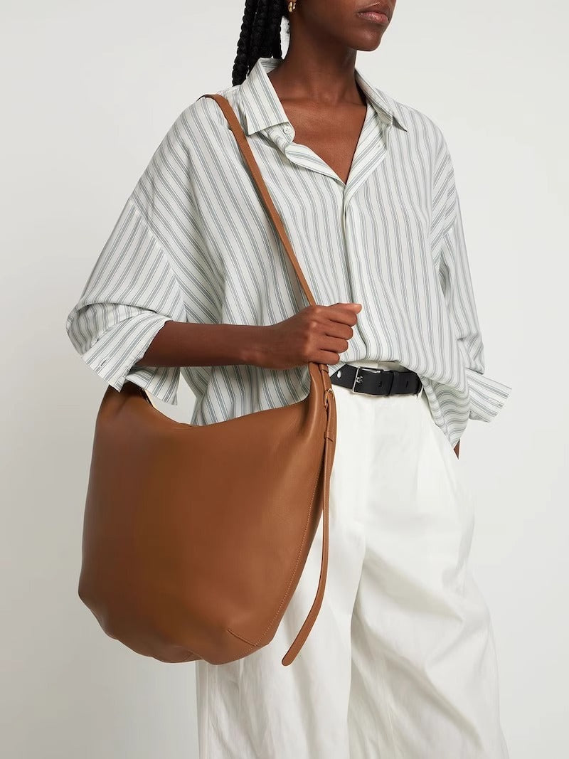 头层牛皮The 大容量Row通勤马鞍包腋下包Allie M号斜挎单肩手提包