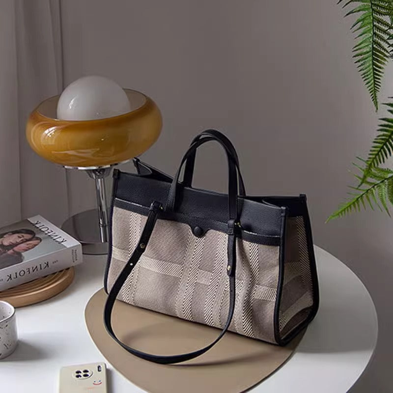 包包女秋冬新款 大容量托特包手提帆布电脑包简约时尚通勤单肩包