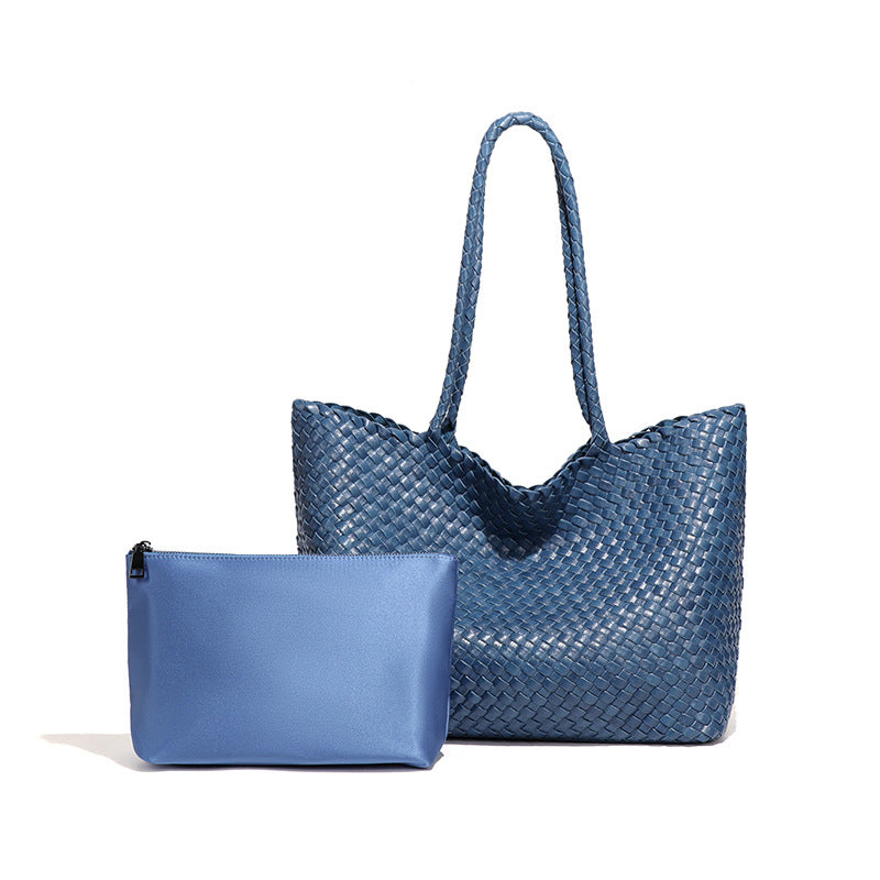 夏季新款大容量手工编织包女士休闲手提托特包时尚单肩腋下子母包