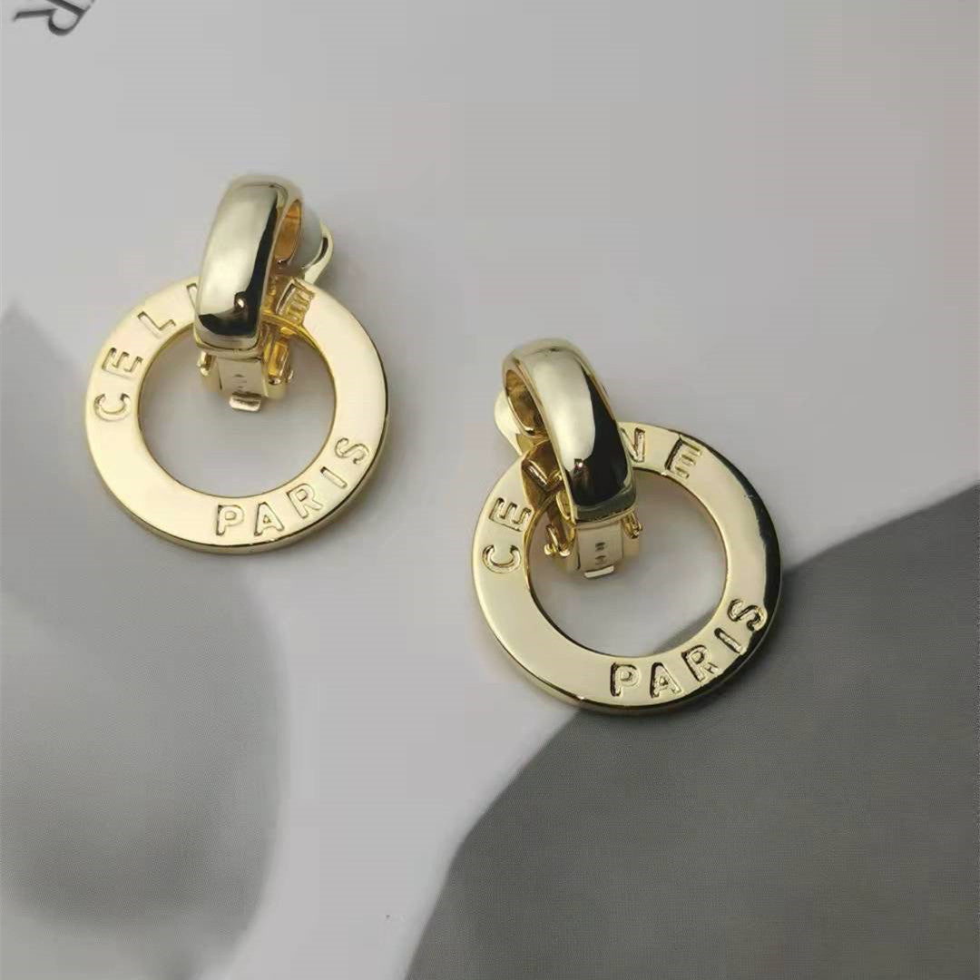 赛家21新款圆片耳夹女高级感气质CELI可拆卸圆圈耳坠可拆卸耳环