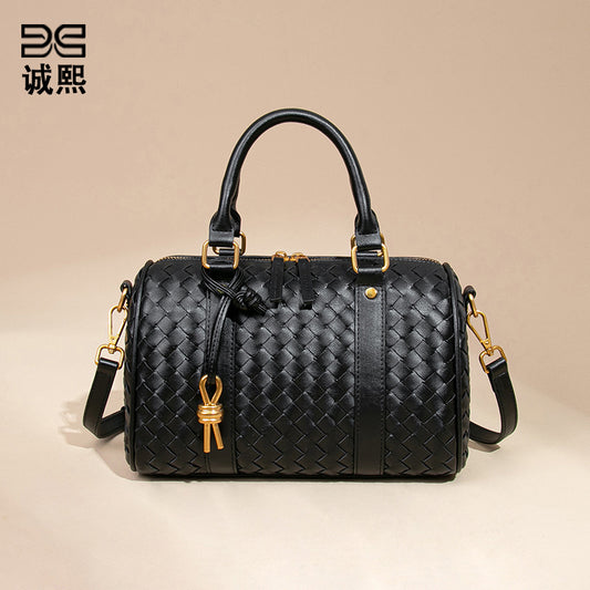 个性高级感复古手提包实用百搭单肩斜挎手工编织女包波士顿枕头包