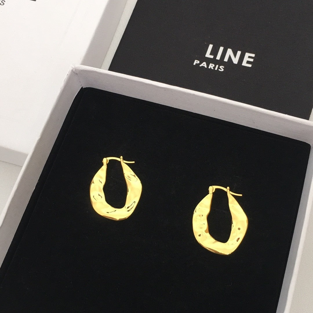 赛林家22新款金色几何型耳环时尚气质镀金CEL风圆圈耳扣