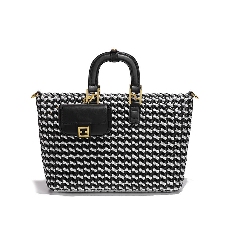 夏季休闲百搭大容量托特手提包手工编织包包简约三件套单肩斜挎包