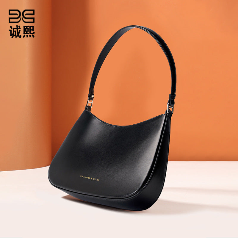 复古高级感手提单肩包韩国小众潮流百搭新月包外贸质感简约腋下包