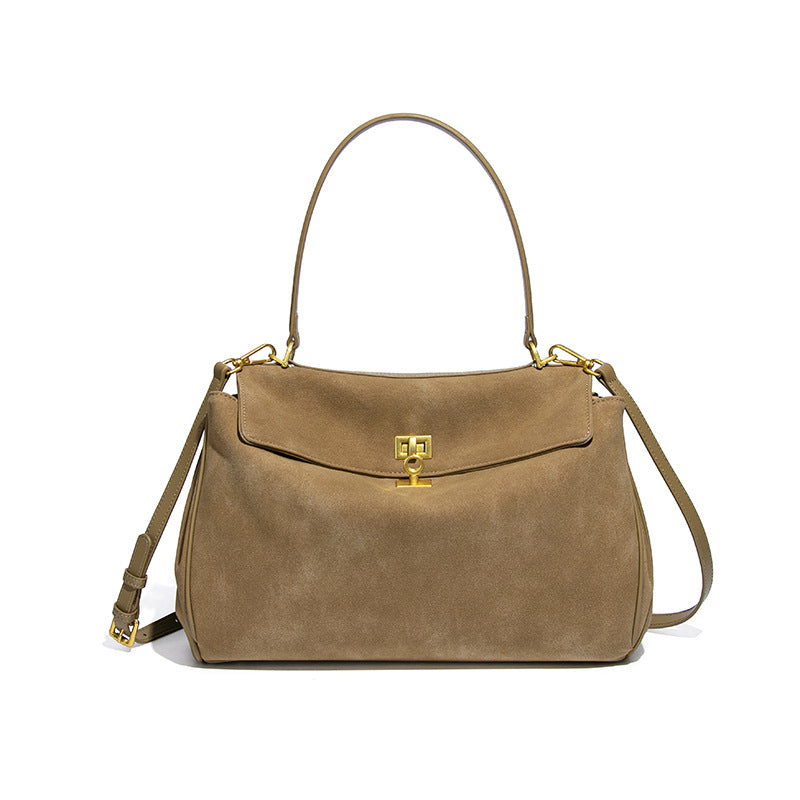 高级感气质手提女包大容量潮流磨砂麂皮绒斜挎包休闲单肩凯利包包