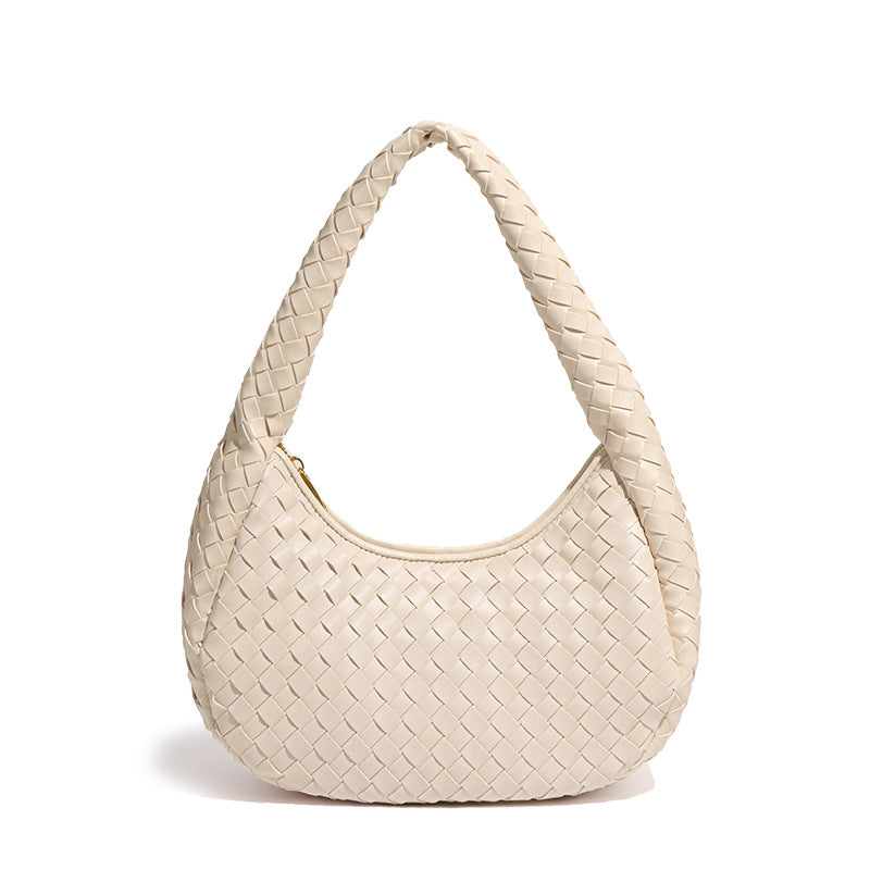 外贸批发小众时尚编织饺子包单肩简约百搭手拎女包质感休闲腋下包