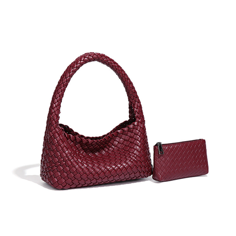 时尚小众2025新款手提包高级感大容量手工编织女包休闲单肩斜跨包