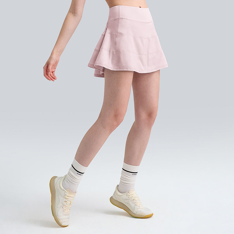 防走光lulu网球裙女裸感芯吸瑜伽健身短裤假两件跑步速干运动短裙