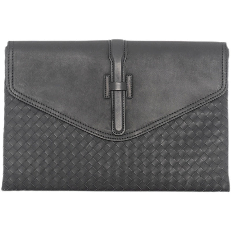 X&BV新款编织手包男真皮2021新款翻盖男士手拿包大容量手抓包男潮