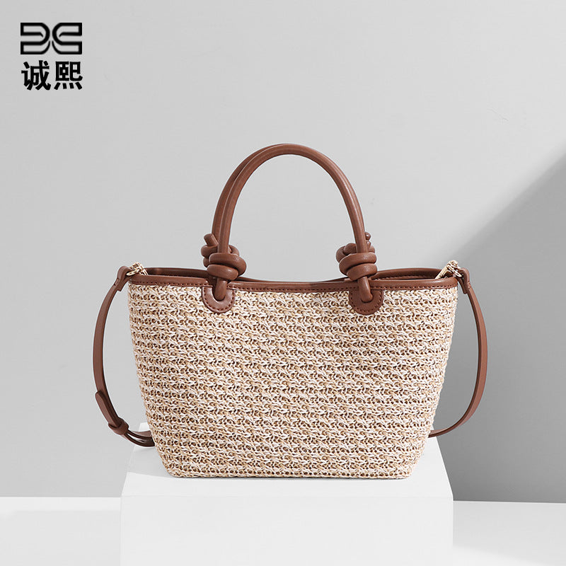 批发包包女清新文艺简约百搭时尚草编沙滩包单肩手提托特包斜挎包