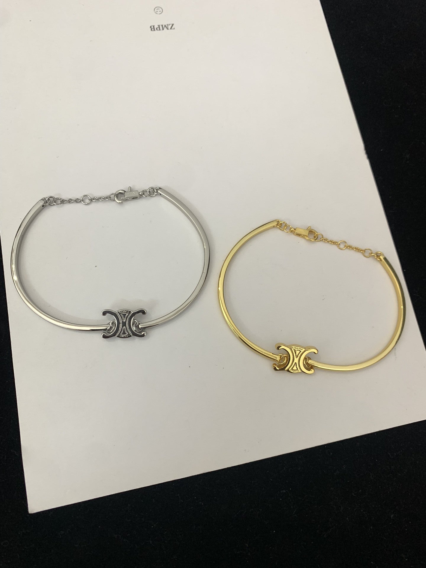 CELI风22新款凯旋门手链女光面镀金法式气质白搭高级线条INS手镯