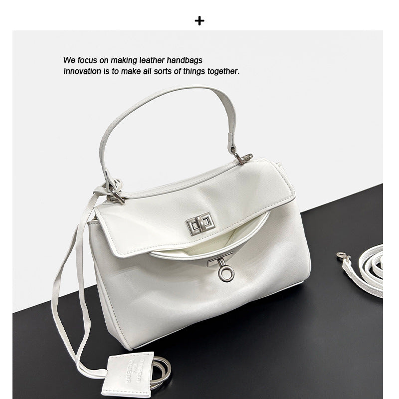 大气时尚锁扣牛皮女包2024新款链条轻便质感洋气真皮全皮斜挎包包