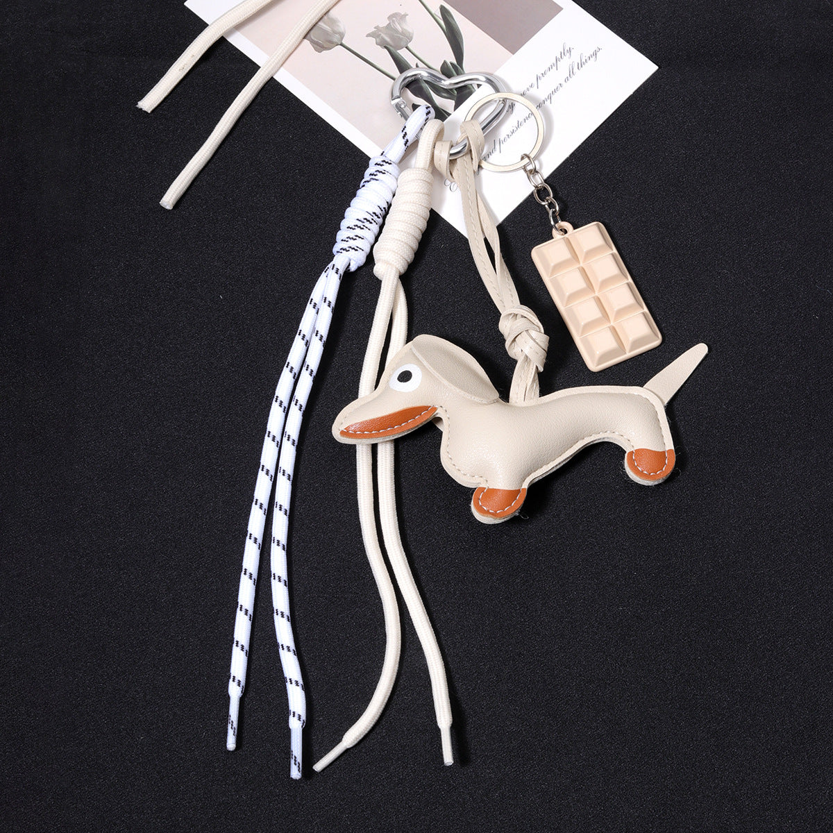 跨境热销腊肠狗钥匙扣高级感编织绳巧克力包包挂件狗狗钥匙扣