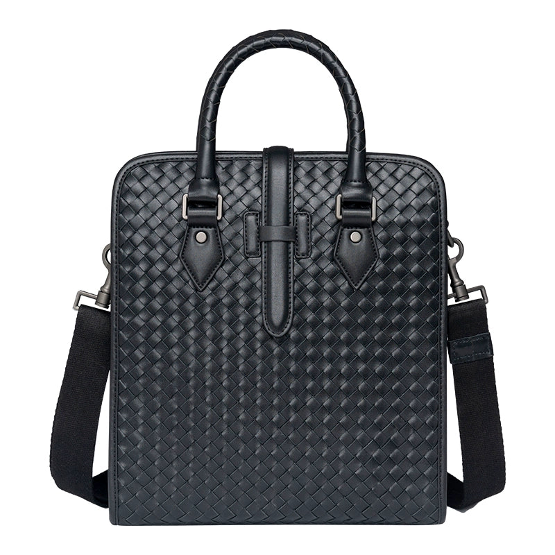 x&bv男包手提包真皮商务公文包电脑包编织头层牛皮单肩斜挎包拎包