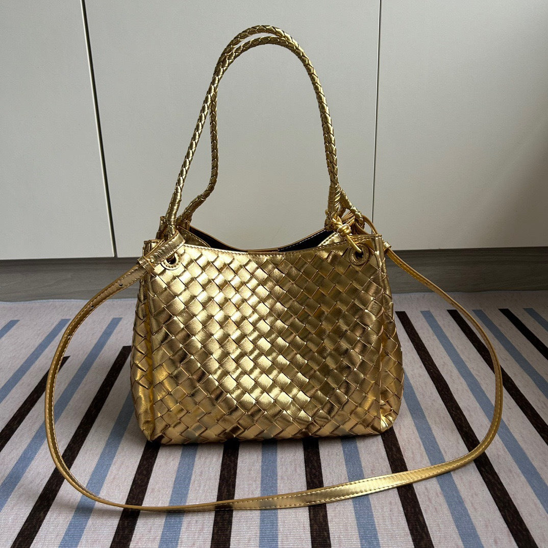 舒淇同款编织降落伞包包大容量通勤手拎托特包敞口拉绳妈咪子母袋