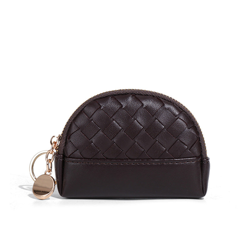 2025新款女包手工编织女钱包简约零钱包钱夹PU皮革小拉链化妆包包