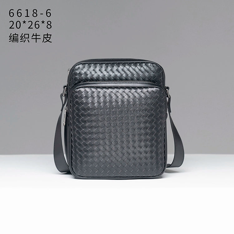 X&BV男包单肩包真皮休闲商务编织潮男时尚小背包迷你斜挎包男竖款