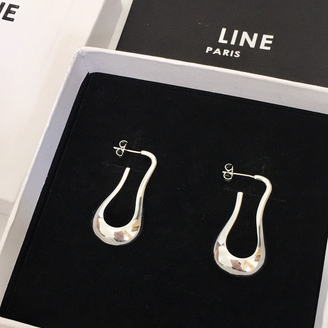 赛林家新款水滴U形耳钉女高级感个性气质黄铜镀金同款CEL风耳环批