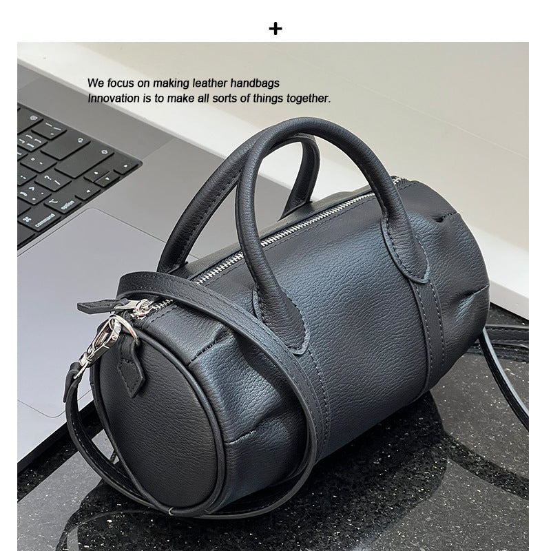 2024新款头层牛皮枕头包时尚手拎包百搭高级感单肩斜挎包包女