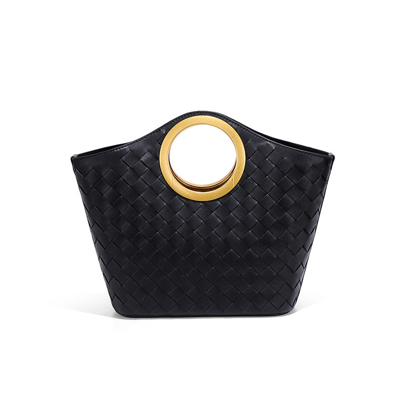 质感手提菜篮编织女包大容量通勤单肩托特包简约潮流休质感斜跨包