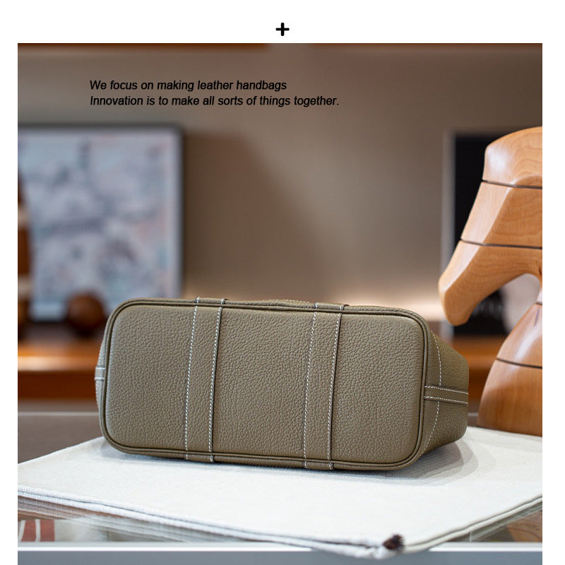 手工蜡线Garden party花园包真皮手提托特包通勤妈咪包购物袋女