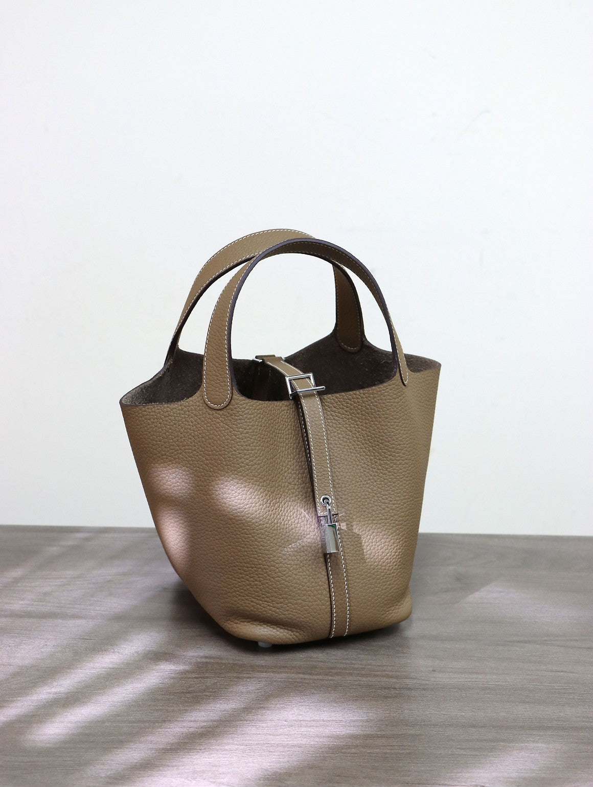 进口头层TC牛皮蜡线小号18Picotin菜篮子水桶包手提女包 无痕代发