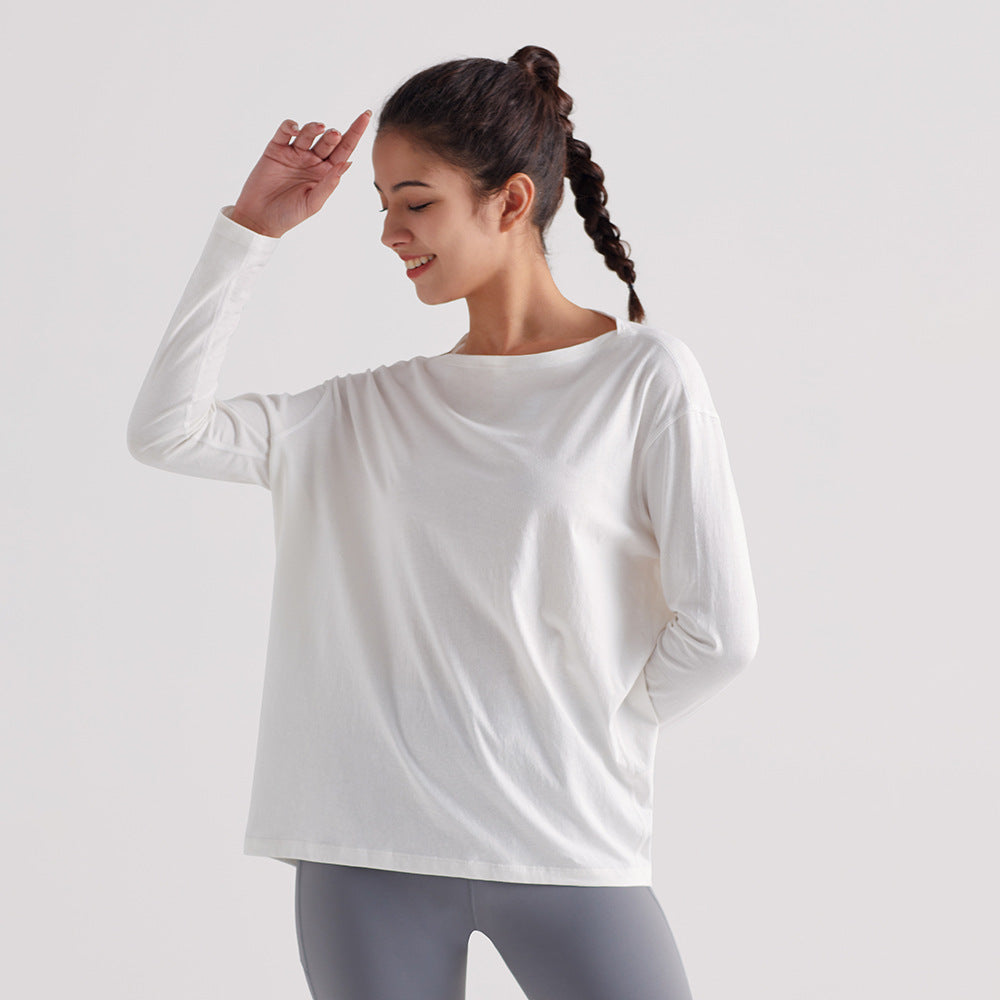 宽松运动上衣女透气速干健身短袖T恤防晒瑜伽服龟背长袖休闲罩衫