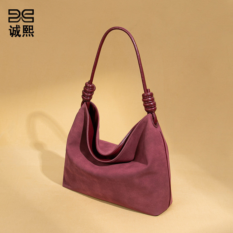 韩版洋气轻奢单肩腋下包大容量通勤女包新品磨砂麂皮绒手提托特包