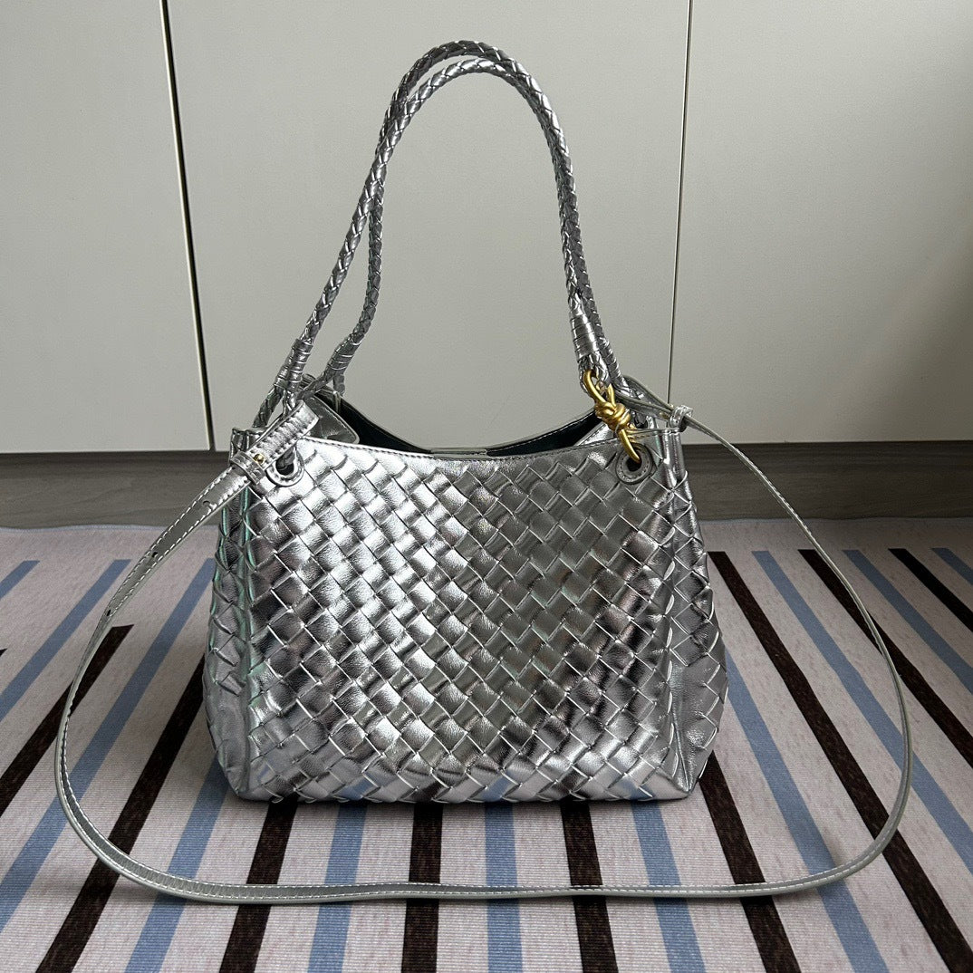 舒淇同款编织降落伞包包大容量通勤手拎托特包敞口拉绳妈咪子母袋